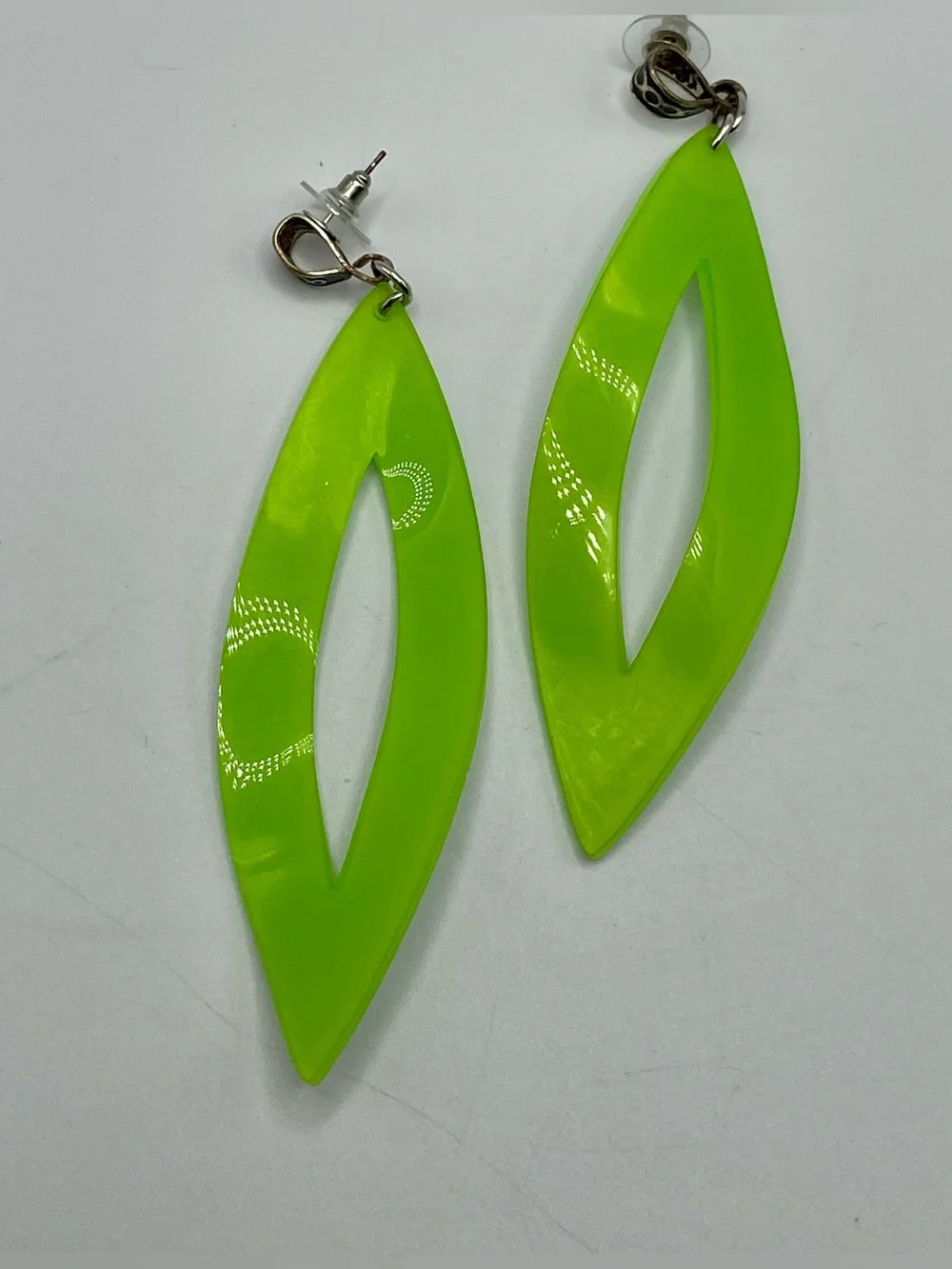 Bright Lime Green Statement Drop Earrings - Women Jewelry- mod